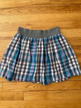 Girls Plaid Flared Skirt with Stretch Waistband - Turquoise, Grey, Pink.